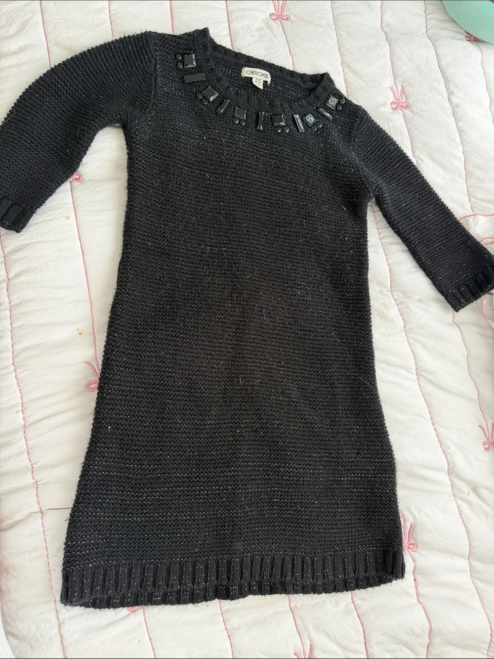 Cherokee Black Jeweled Knit Sweater